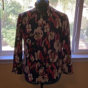 NIC+ZOE Floral Print Blouse - Black, Red, White